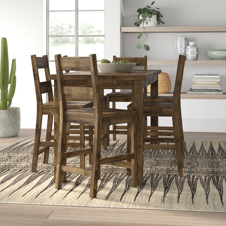 Wood counter store height dining set